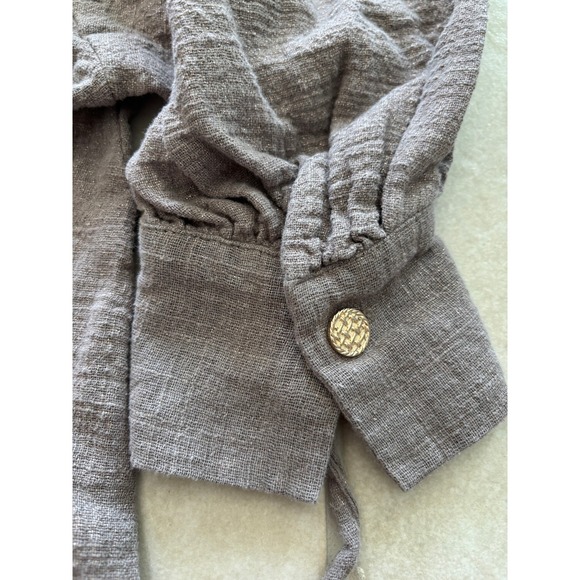 VEUX ETRE Womens Size Large Brown Shimmer Tie Dress 3/4 Sleeve Resortwear Luxury - Picture 8 of 10